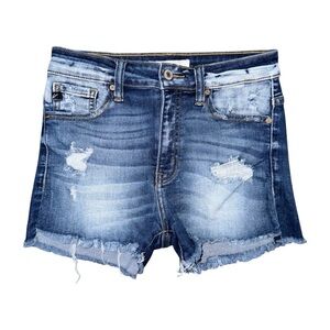 KanCan Distressed Jean Shorts Sz S / 26 Blue Denim Cut Off Raw Hem Style KC8361D